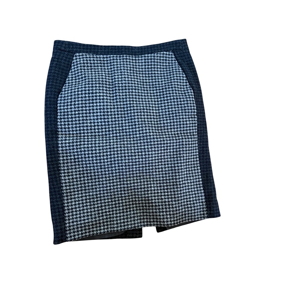 J.Crew Houndstooth Wool Pencil Skirt Midi black and grey academia career wear